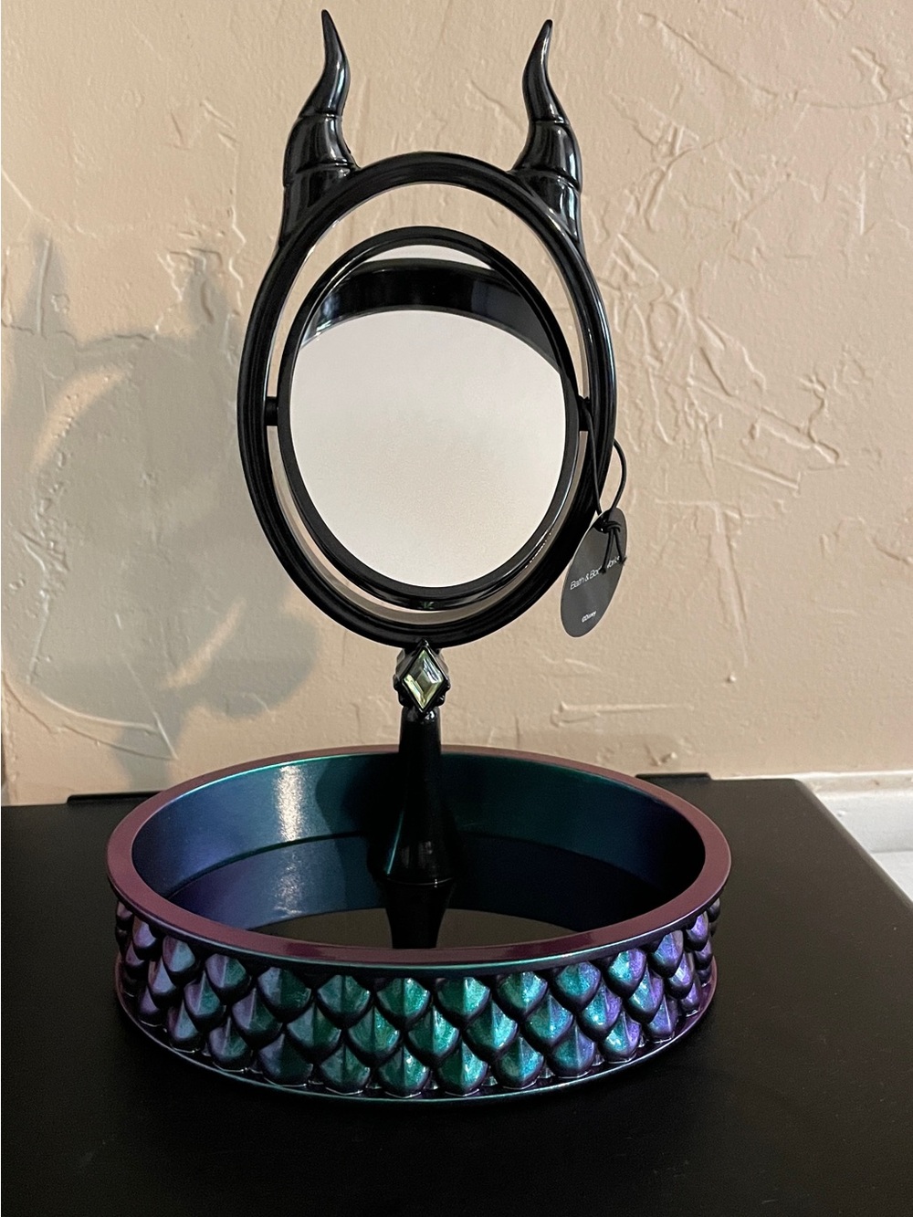 Bath & Body Works Iridescent Mermaid Scale Vanity Mirror with Black Horned Frame